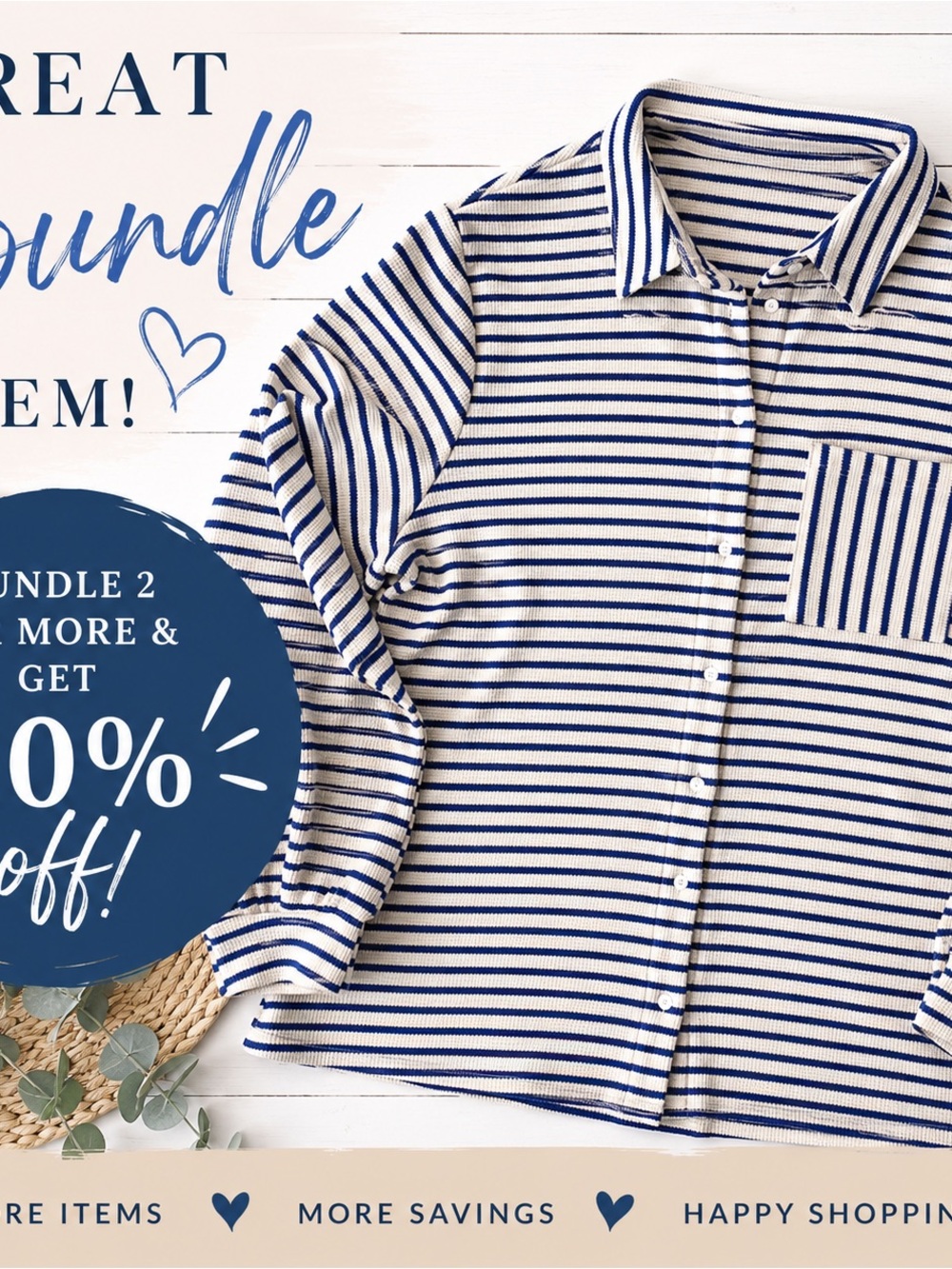 Blue White Striped Knit Button Down Shirt Jacket Shacket Size Large Bundle Deal